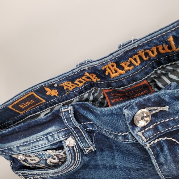 Rock Revival Rima Easy Skinny Jeans Denim Embellished Distressed Women's Size 27 - Picture 4 of 6